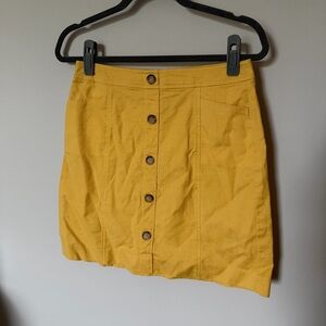 LOFT Mustard Button-Front Mini Skirt